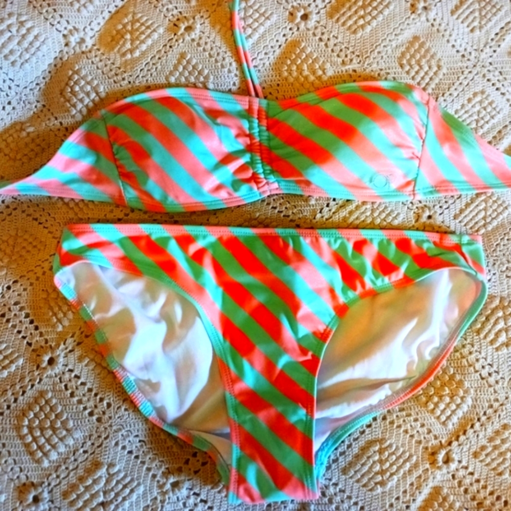 Striped Pink And Green OP Bikini